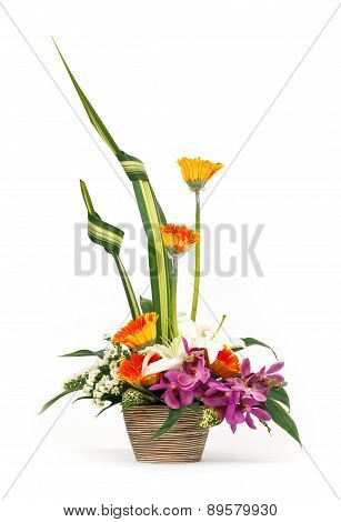Flower Bouquet In Ceramic Pot