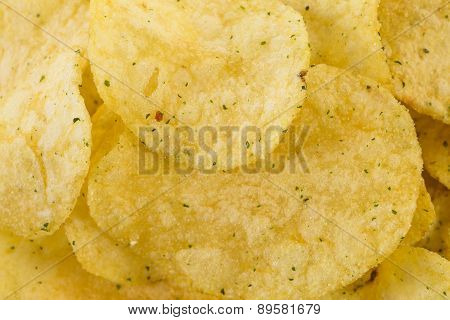 Prepared Potato Chips Snack Closeup View