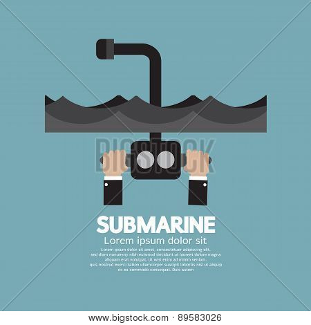 Periscope Of Submarine Under The Ocean.