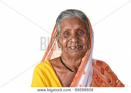 Portrait of an old woman, Senior Indian woman.