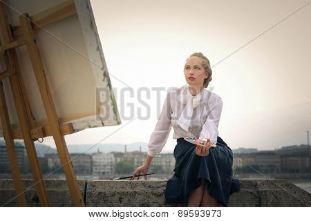 Paintress at work