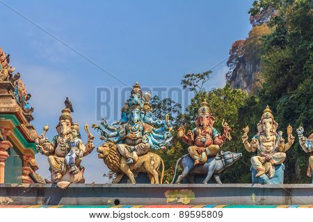 Hindu Gods At Batu Caves Temple