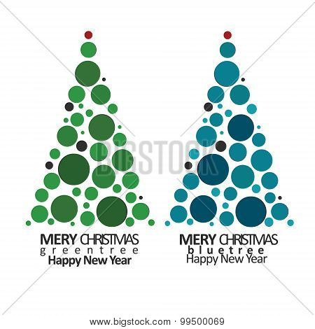Presents around Christmas tree green blue and party