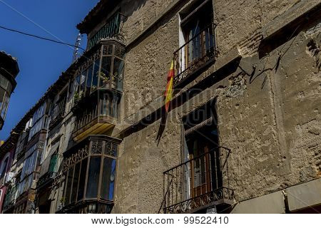 streets of the city Toledo, medieval architecture and Castilian