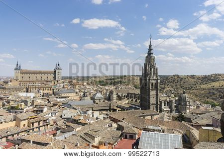 streets of the city Toledo, medieval architecture and Castilian