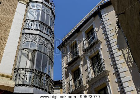 streets of the city Toledo, medieval architecture and Castilian