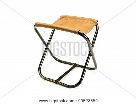 Folding Chair Isolated On White, Portable For Use At Picnics And Camping.
