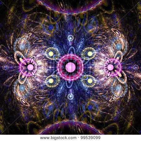 Illustration fractal background with a pattern and pearls