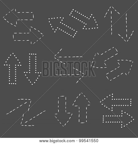 Dash Line Arrows, Hand Drawn Doodle Arrows Set