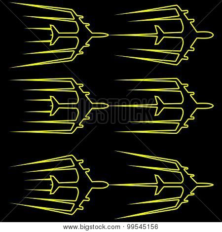 Flying Airplane  Stylized Vector Illustration.  Airliner, Jet.