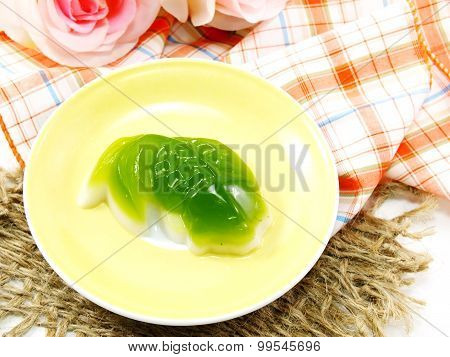 Homemade Green Pandan And Coconut Milk Jelly Pandan Jelly Fish