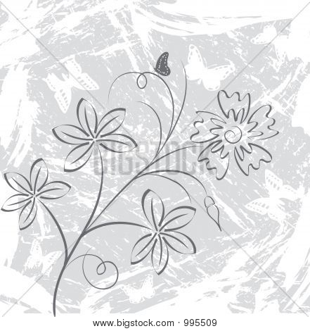 Grunge baggrund blomst, elementer For Design, vektor