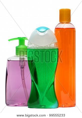 Plastic Bottle with Shampoo or hygienic cosmetic product, isolated on white background