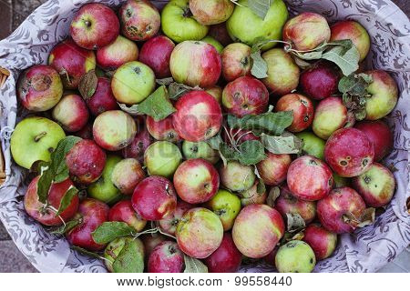Ripe apple in the basket,  decor