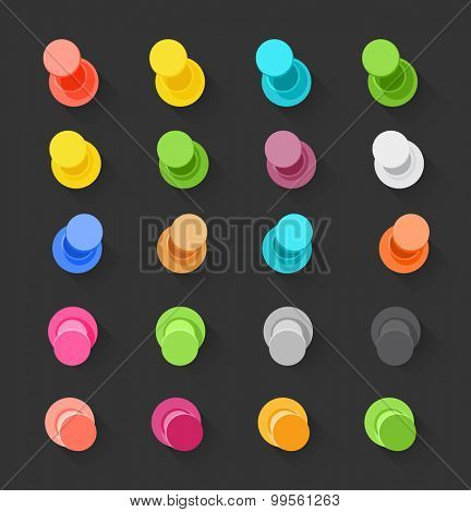 Color pins flat design collection. Vector elements clip-art
