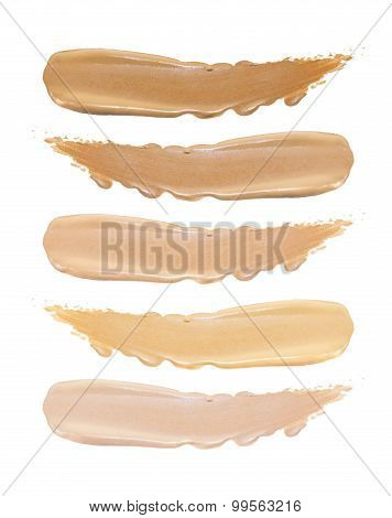 Set Of Foundation Swatches Isolated On White Background