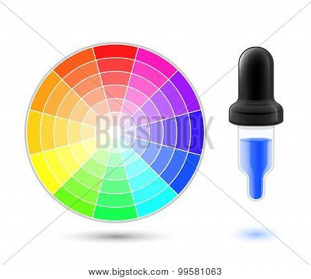 Vector Color Wheel Palette And Dropper Icon