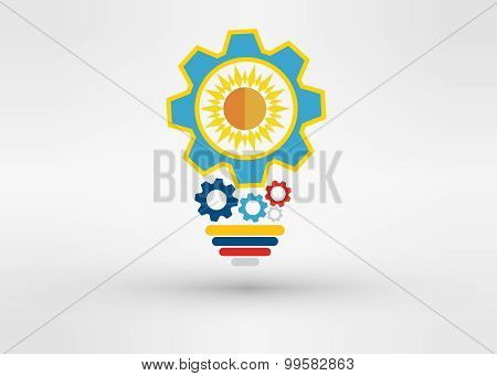 Light Bulb Vector Icon Low Poly Style. Idea Icon Origami Style On White