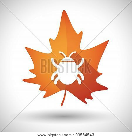 Autumn Leaf Icon With A Bug