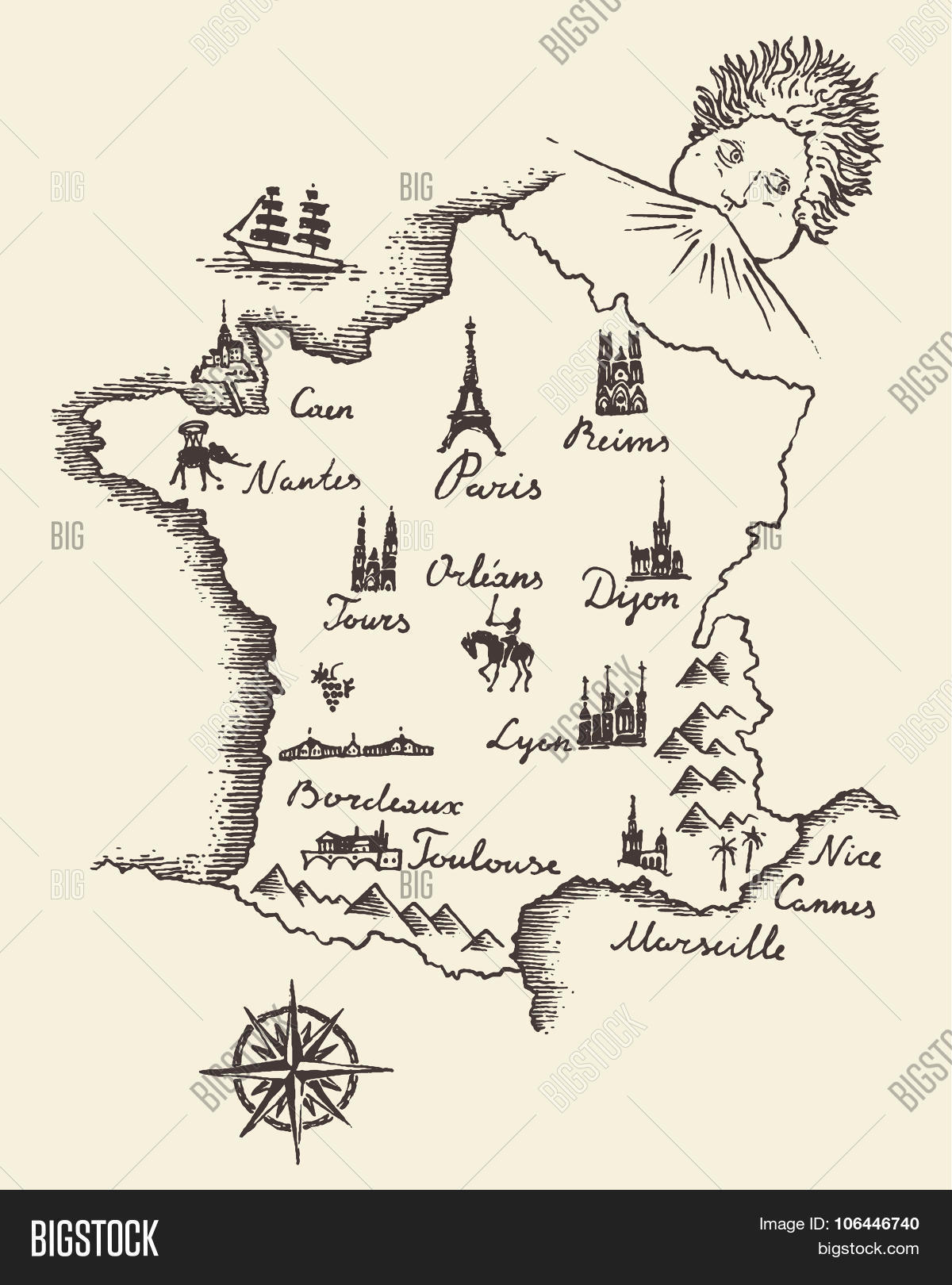 Map France Vintage Vector & Photo (Free Trial) Bigstock