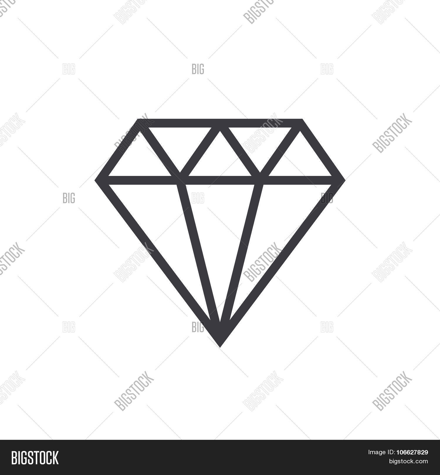 Diamond Outline Icon Vector & Photo (Free Trial) | Bigstock