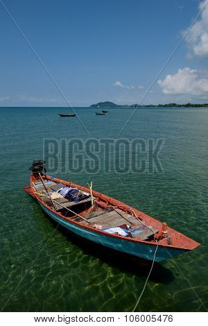Colorfull Sea Fishing Boats In Ocean Asia