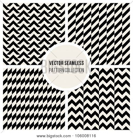 Vector Seamless Black And White Geometric Pattern Collection