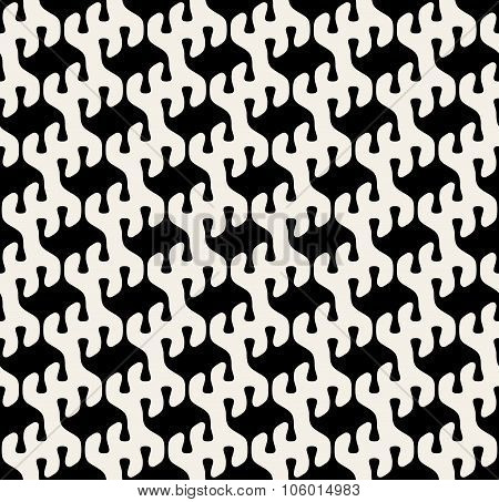 Vector Seamless Black And White Rounded Drop Shape Pattern