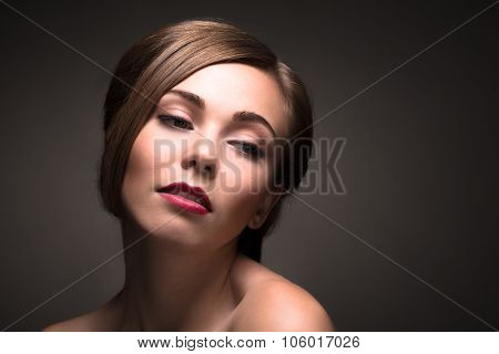 Sexy beautiful woman isolated on grey