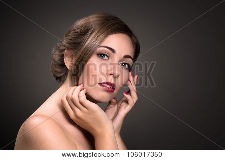 Sexy beautiful woman isolated on grey