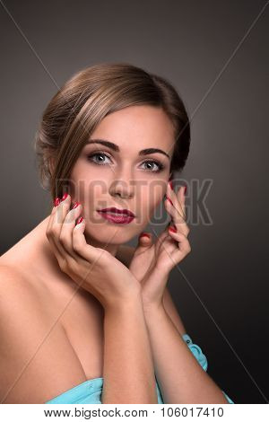 Sexy beautiful woman isolated on grey