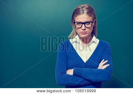 Young angry teacher