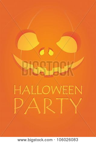 Halloween Party Carved Face Orange Background