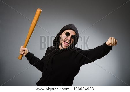 Aggressive man with basebal bat 