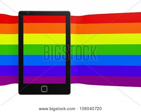 Smart Phone With A Stretched Colorful Striped Screen