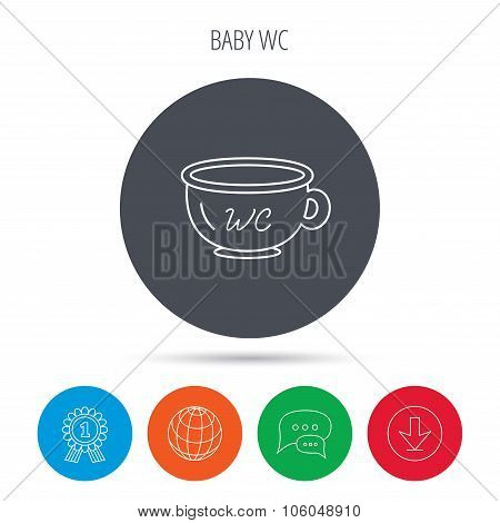 Baby wc pot icon. Child toilet sign.