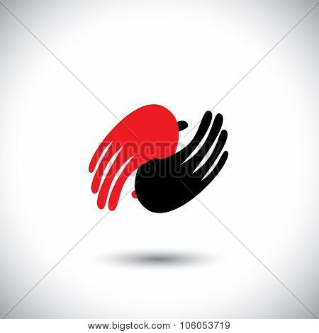 Hands Held Together - Support, Care, Love & Friendship Concept Vector