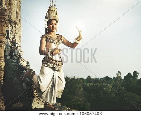 Aspara Dancer Angkor Wat Traditional Woman Concept