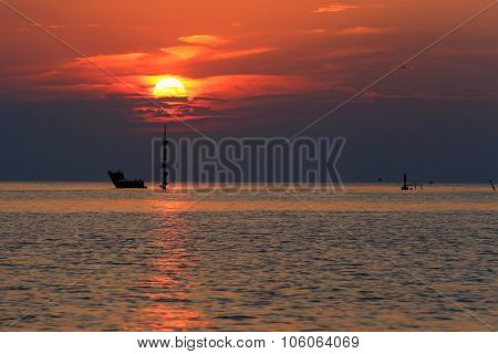 beautiful sunset with a ship wreck in the foreground Croatia