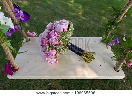 Wedding bouquet of peonies