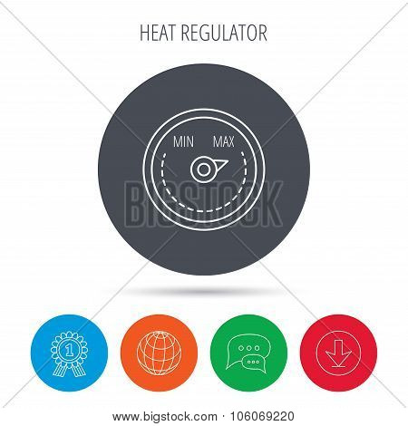 Heat regulator icon. Radiator thermometer sign.