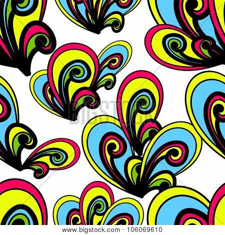 Seamless Vector Summer Pattern. Bright Hand Drawn Background. Abstract Texture