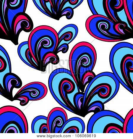 Seamless Vector Summer Pattern. Bright Hand Drawn Background. Abstract Texture