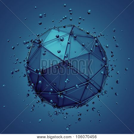 Low Poly Metal Sphere with Chaotic Structure.