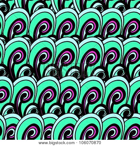 Seamless Multicolor Summer Pattern. Bright Vector Hand Drown Background. Abstract Texture