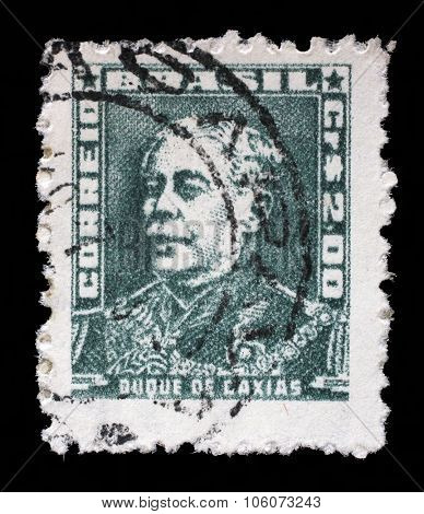 BRAZIL - CIRCA 1954: A stamp printed in Brazil from the Portraits issue shows Duke of Caxias, circa 1954.