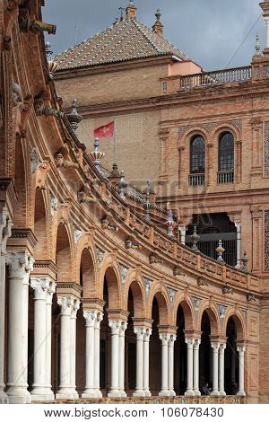Seville, Spain, October 19, 2015 : The Plaza De Espana, In Maria Luisa Park (parque De Maria Luisa),