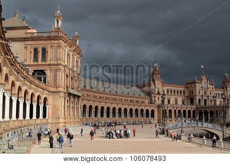Seville, Spain, October 19, 2015 : The Plaza De Espana, In Maria Luisa Park (parque De Maria Luisa),