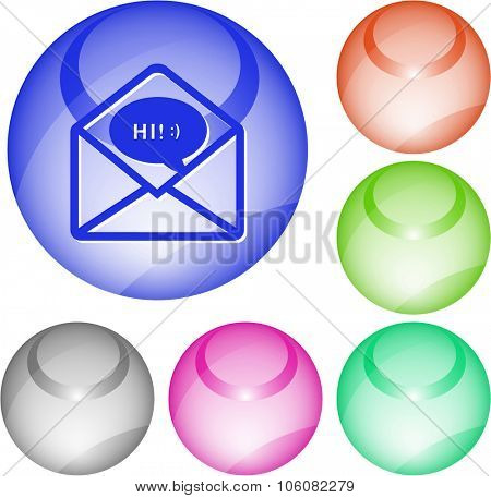 open mail with chat. Raster interface element.