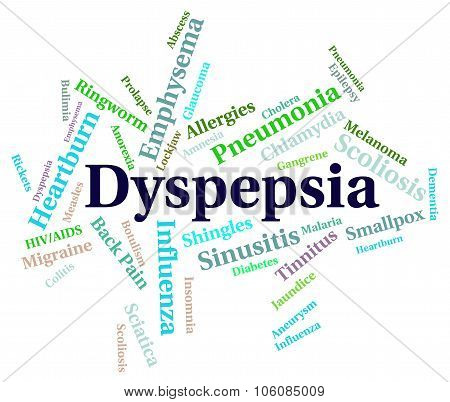 Dyspepsia Word Indicates Ill Health And Acidosis